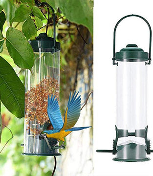 Bird Feeder Hanging Food Dispenser Parrot Food Box for Outdoor Balcony